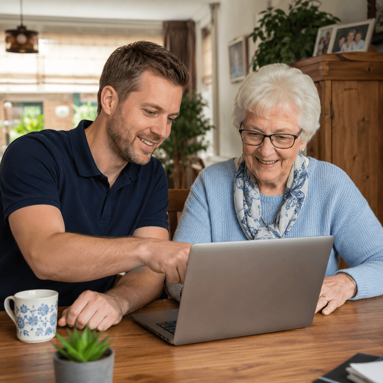 Computerhulp aan huis aan tafel